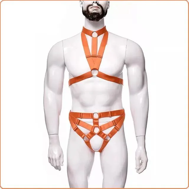 Bondage Neck Restraint Bdsm Elastic Adjustale Super String Body Hollow out Sexy Harness Lingerie for Men